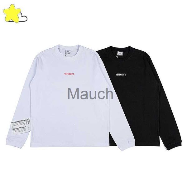 T-shirt da uomo Large Label Vetements Magliette Uomo Donna Alta qualità Simple Top Tees Lettera Stampa Bianco Bla VTM Manica lunga J230721