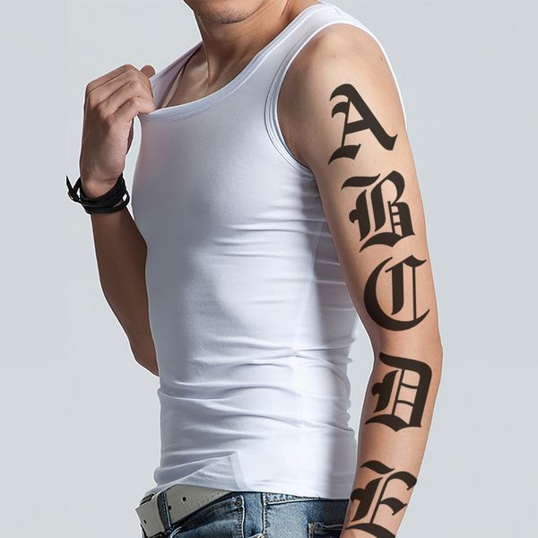 Adesivo de tatuagem temporária à prova d'água Alfabeto de letras em inglês de A a Z Flash Tatuagem Tatuagem falsa Mão Perna Corpo Arte pequena para homens e mulheres