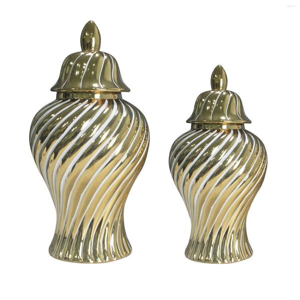 Aufbewahrungsflaschen Gold von Ingwergläsern Home Decor Licht Luxus Kunstwerk Vase für Blumen Jahrestag Wohnzimmer Küche Restaurant