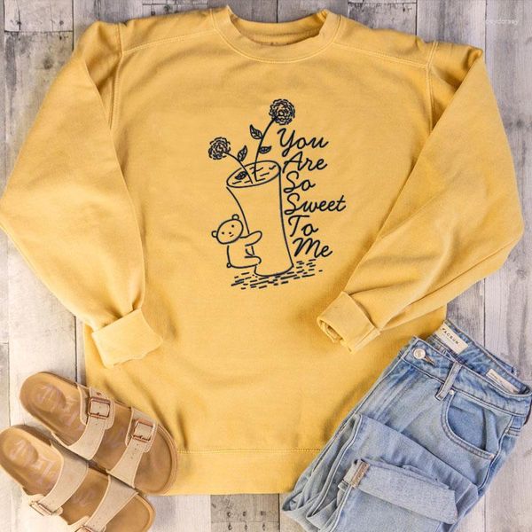 Felpe con cappuccio da donna You Are So Sweet To Me Felpa Graphic Funny Women Fashion Kawaii Cute Autunno e inverno Pullover Young Girl Gift Art