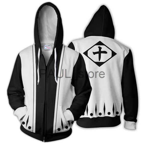 Herren Hoodies Sweatshirts BLEACH Kostüme Hoodie Kenpachi Zaraki Sweatshirt Cosplay Anime 3D Gedruckt Sweatshirt Reißverschluss Cartoon Kapuzenpullover x0720