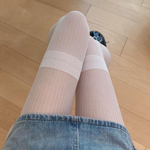 Kadınlar SOCKS Japon JK Nefes Alabilir Şeritler Lolita Rahat Kadın Çorapları Naylon Ultra İnce külotlu çorap tayt