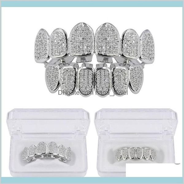 Grillz Dental Body Hip Hop Schmuck Herren Diamant Zähne Persönlichkeit Charms Gold Iced Out Grills Rapper Männer Mode Accessoires Drop 323C