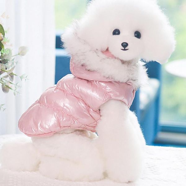 Abbigliamento per cani Animali domestici Vestiti Bottone a pressione imbottito con anello di traino Comodo cappotto con cappuccio colorato a due zampe per esterni