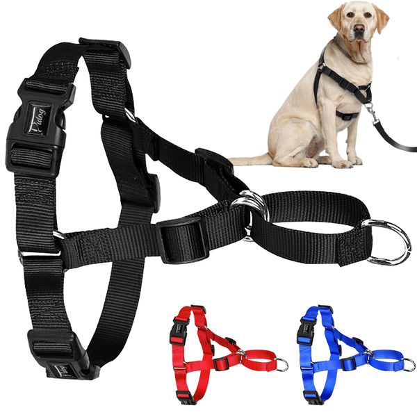 Collari per cani Guinzagli No Pull Imbracatura in nylon Imbracature per animali domestici regolabili Gilet per cani di taglia media Pitbull Bulldog Pastore tedesco SXL Nero 230720