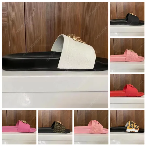 Designer-Frauen-Designer-Slides, Slipper, Herren-Slides, Designer-Sandalen, Plateau-Slides, Metall, bedruckt, Schönheitskopf, flach, ein Charakter, Mann, Mode, Anti-Rutsch