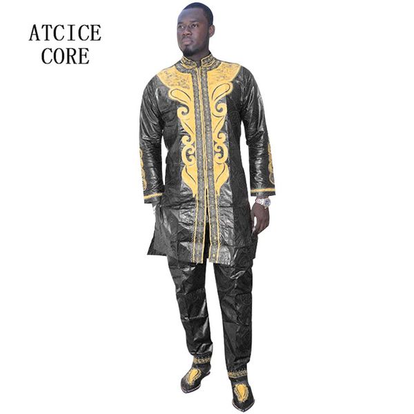 Bazin africano riche bordado design vestido homem roupas top com calças LC060 # 274W