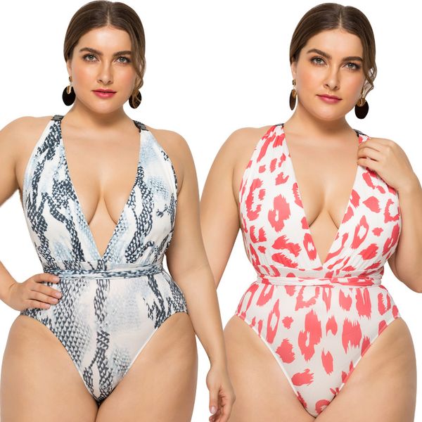 Stampa digitale in bikini europeo e americano Sexy Swimsuit Grasso Woman Fashion One-Swimsuit 2xl-5xl Oversize