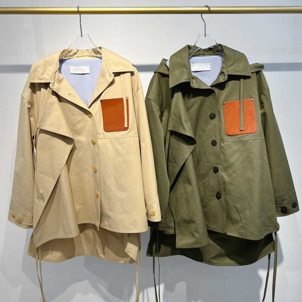 Marca jaqueta à prova de vento casaco de couro cardigan designer blusão jaquetas comprimento médio botão solto com capuz roupas femininas