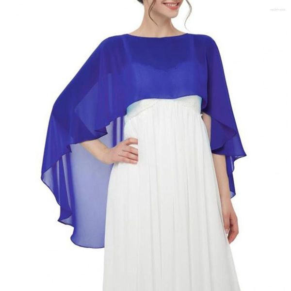 Schals Hochzeitskleid Schal Modisches Damen Chiffon Elegantes Kleid mit unregelmäßigem Saum und dünnem Pullover Sling Stilvoller O-Ausschnitt