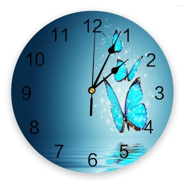 Wanduhren Schmetterling Blau Bling Uhr für Kinderzimmer Moderne Wohnkultur Digital Living Aufkleber