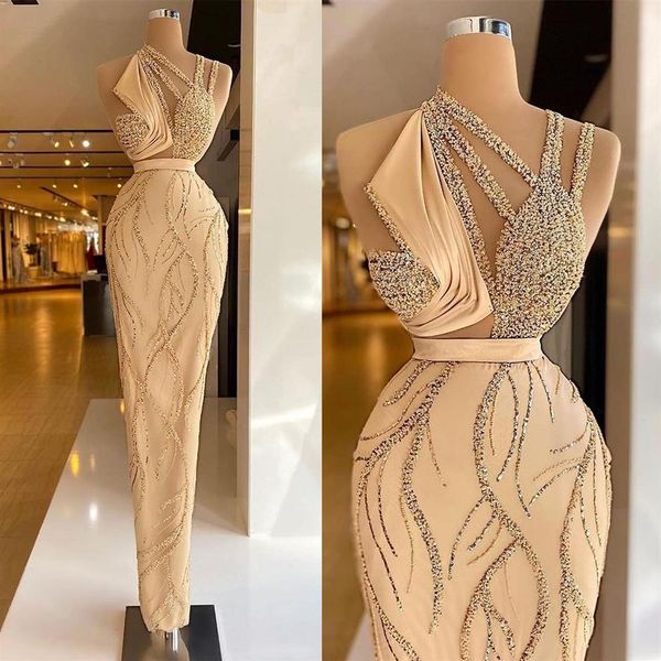 Sem mangas chiques deslumbrantes vestidos de noite de celebridades vestidos de formatura retos apliques de renda até o chão festa formal feminino pág261a