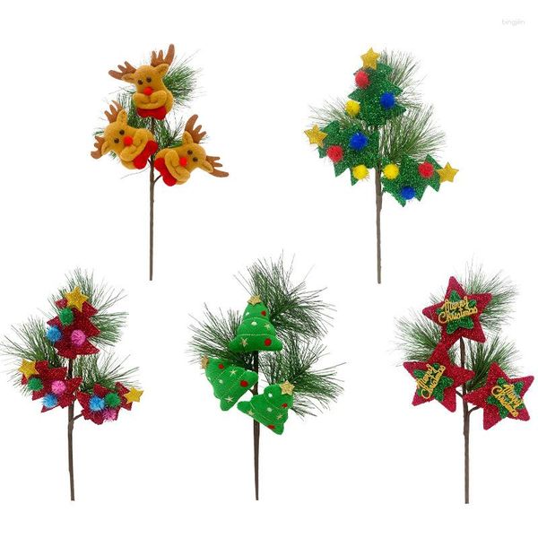 Fiori decorativi Aghi di pino artificiali Albero di renna di Natale Simulazione Accessori per piante verdi Decorazione per scene di feste