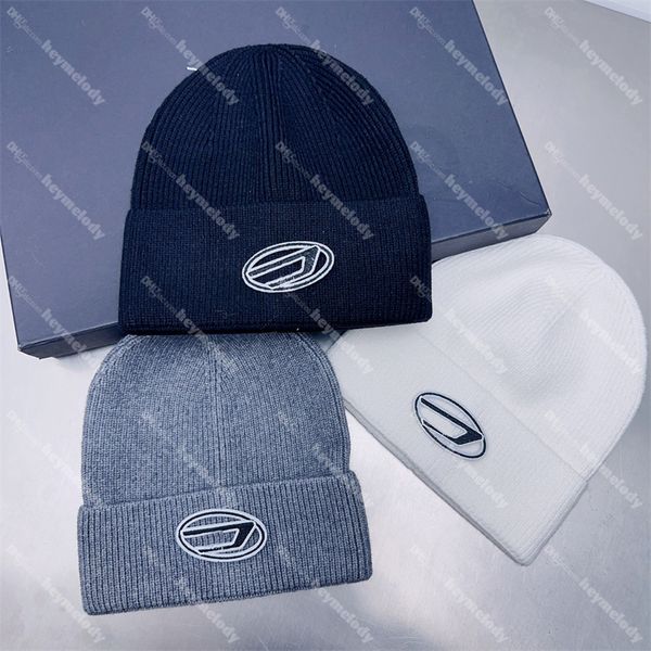 Bonés de caveira elegantes de design de letras para homens e mulheres gorros de inverno grossos e quentes de lã gorros de tricô chapéus
