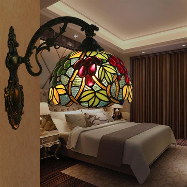 Tiffany Want Lamp European Luxury Vintage витраж витрацы Склевые настенные светильники скандирующие настенные лампы для бара ресторана Cafe285L