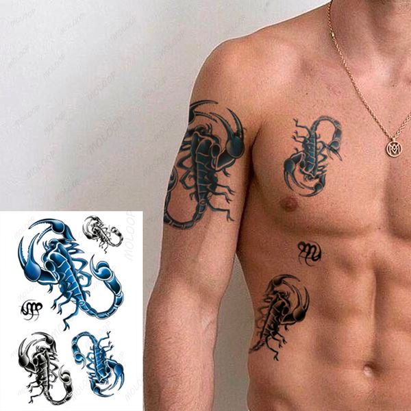 Impermeabile Temporaneo Scorpione Lupo Leone Body Art Braccio Spalla Petto Teschio Ala Autoadesivo Del Tatuaggio Donne/Uomini Vendita Calda 14.8*21 Cm