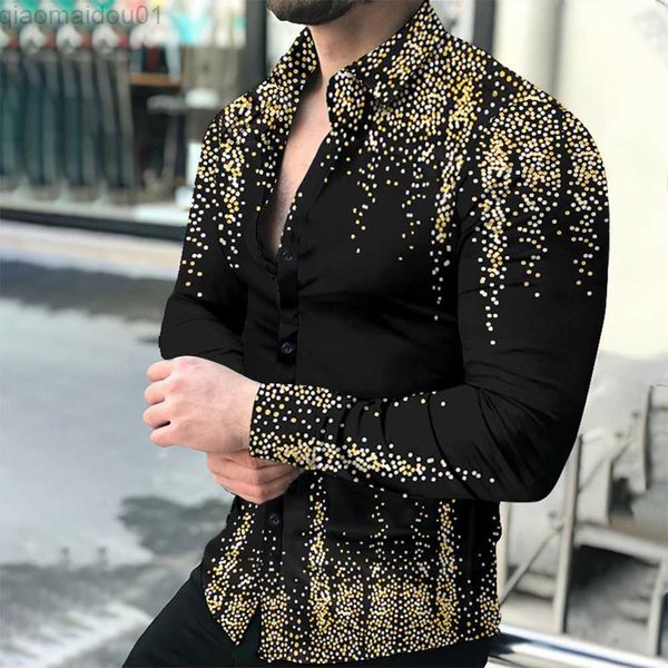 Camicie casual da uomo Camicia da uomo Moda manica lunga formale da uomo T-shirt vintage slim fit Camicia con stampa 3D Baroque Button Down Fashion L230721