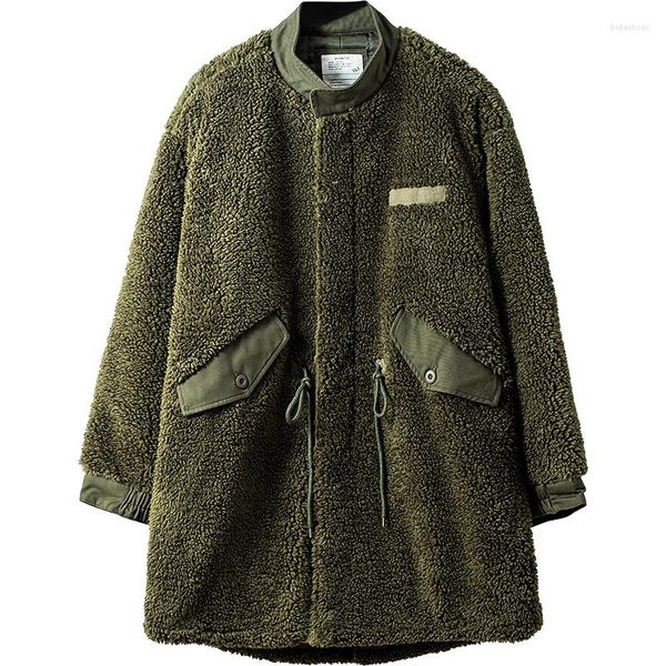 Jaquetas masculinas Jaqueta de inverno Jaqueta grossa de lã estilo militar estilo militar à prova de vento Gabardina quente