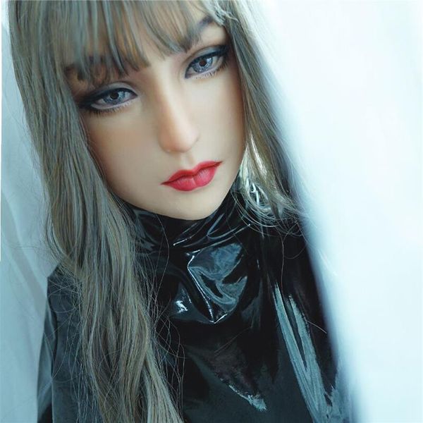 Divertente maschera da donna realistica per Halloween umano femminile Masquer Dress Head Face Hood Sexy Girl Crossdress Costume Cosplay285z