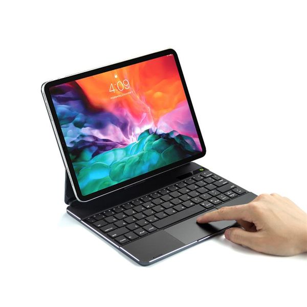 Bunte Tastatur mit Hintergrundbeleuchtung, 360°-Drehung, intelligente Reaktion, kabellose Bluetooth-Zaubertastatur für iPad 2018 und höher für 11 9 Zoll bis 218U