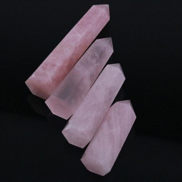 70-80MM Natural Rock Pink Rose Quartz Crystal Wand Point Healing Mineral Stone Pink313y