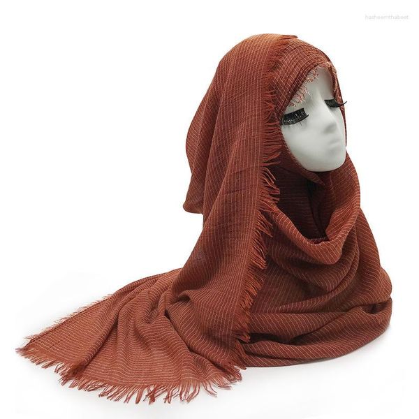 Sciarpe Sciarpa in cotone da donna Modello a strisce piccole Sciarpa hijab musulmana Moda Scialle 90x180cm 10 colori