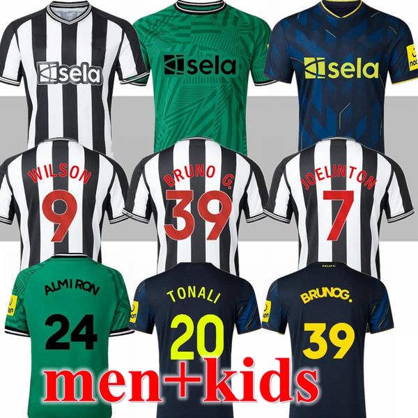 Newcastles New Castle Soccer Jerseys Boys Bruno G. 23 24 24 Joelinton Football T Roomts Isak Nufc Uniteds Maximin Wilson Utds Men Fan Fanser Версия игрока S-4XL 88888