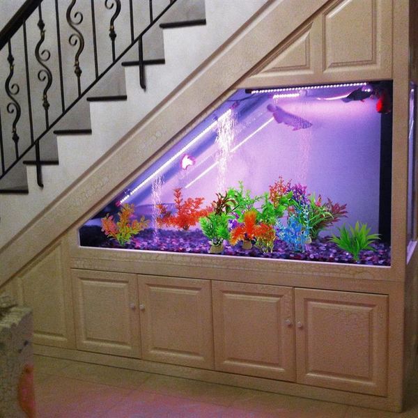 Plantas de aquário artificiais tamanho pequeno 4 a 4 5 polegadas de altura aproximada Comsun Fish Tank Decorations Home Decor Plastic 32 style214y