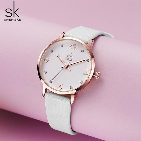 Shengke Modern Fashion Women Watches Женщины Quartz Watch Женщины повседневные наручные часы водонепроницаемые наручные часы подарок 244а