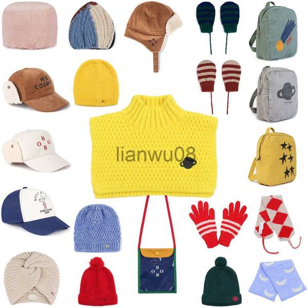 Caps Hüte Kinder Hut 2023 Herbst Winter StRafina Jungen Mädchen Gestrickte Hut Baseball Kappe Baby Handschuhe Schal Schalldämpfer Kinder Jagd kappe Tasche x0721