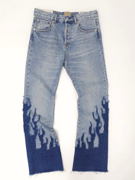 Мужские брюки GD 9 0 Flame Micro Flared Jean S High Street Denim Long Quality Vintage Leg 230721