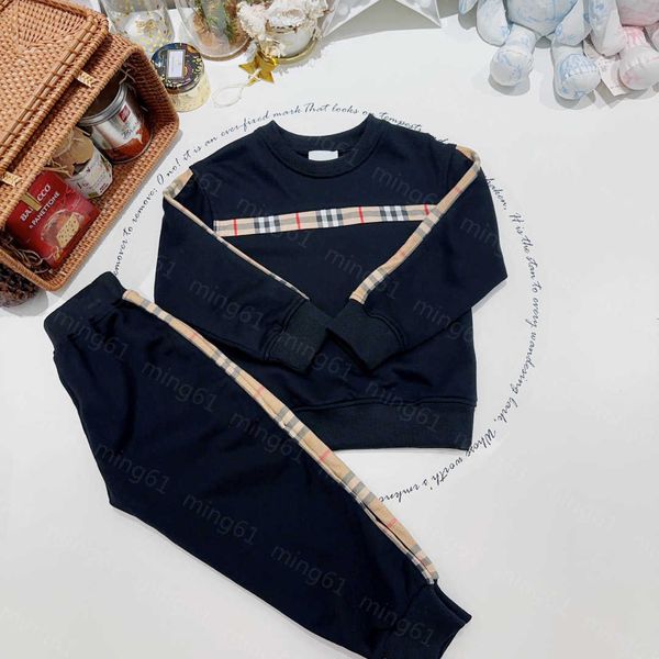 23ss set per bambini abiti firmati per bambini Girocollo plaid impiombato pullover a maniche lunghe felpa con cappuccio elastico in vita set di abbigliamento per bambini di alta qualità