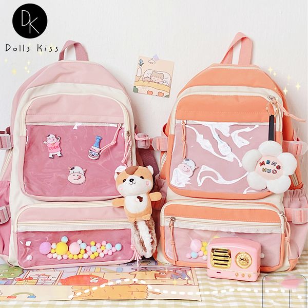 Mochilas Escolares Femininas Harajuku Ita Bag Ladies Double Transparent Pocket Mochila de Grande Capacidade Kawaii Japanese Student Schoolbag Feminino Mochila 230720