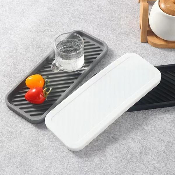 Tovagliette 3Pcs Tappetino drenante Asciugatura rapida Lavello da cucina Organizer Vassoio Fondo antiscivolo Spugna in silicone Dispenser di sapone Caddy Forniture