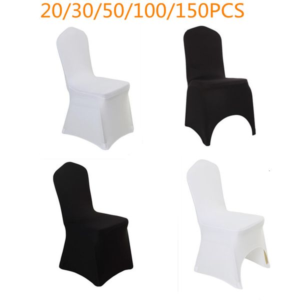 Coprisedie Coprisedia in spandex per feste di matrimonio in poliestere elastico universale in bianco e nero da 20/30/50/100 pezzi utilizzato per la decorazione del banchetto 230720