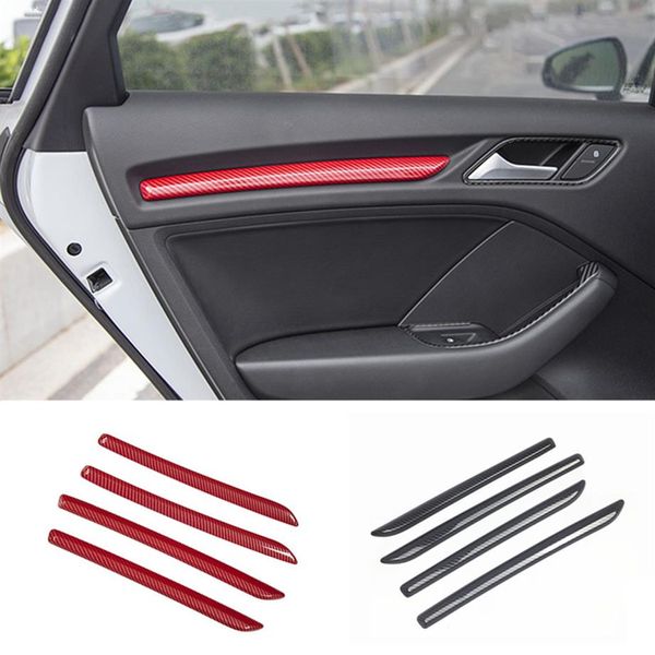 Rivestimento decorativo per pannello porta interna in fibra di carbonio Colore 4 pezzi per Audi A3 8V 2014-2019 Decalcomanie modificate per lo styling dell'auto296p