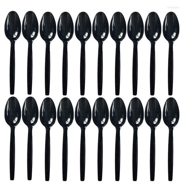 Set di stoviglie Forchette da campeggio 100PCS Feste all'aperto Tagliaverdure Stoviglie nere portatili per insalata barbecue