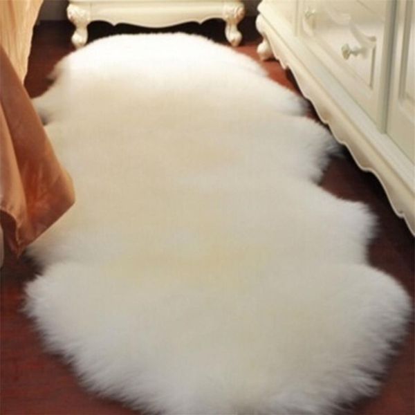 Alfombra artificial suave lavable con alfombrillas de piel de oveja, alfombra de lana de imitación para habitación de niños, alfombra para sala de estar, funda para asiento de silla 2207P