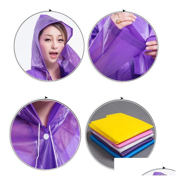 Capas de chuva com capuz Eva Rain Coat Uni impermeável Poncho longo à prova de vento caminhadas ao ar livre transparente capa de chuva Moda portátil Rainwear Dr Dhtcv