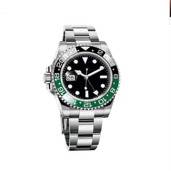 Um novíssimo relógio gmt masculino 41 mm Verde cerâmica preta Sprite círculo Mecânico cal 3186 Automático Safira masculino b p Relógio de pulso 303S