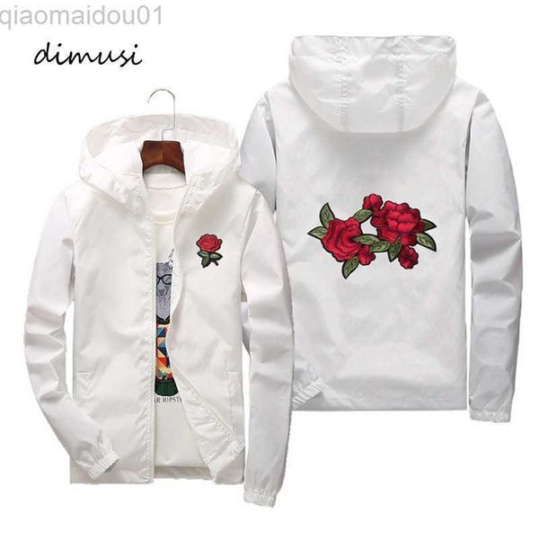 Herrenjacken DIMUSI Herren Bomberjacken Mode Männer Blumenstickerei Sonnencreme Hoodies Mäntel Herren Slim Sportswear Windjacke Jacken 7XL L230721