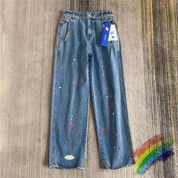 Alta qualità Ader Error Jeans Uomo Donna 11 Strappato Splash-ink dipinto a mano Adererror Denim Pantaloni Cosmos Mask Pantaloni Men's303t