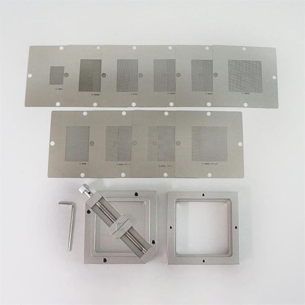 BGA reballing station Silver kit Soldagem Acessórios 90 90mm 90x90mm HT-90 com 10 PCS BGA Universal Stencil226B