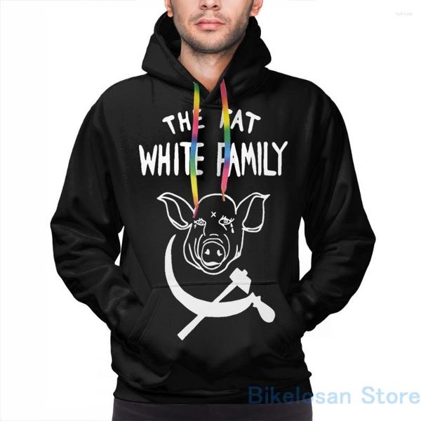 Herren-Kapuzenpullover, Herren-Sweatshirt für Damen, lustige fette weiße Familie auf schwarzem Aufdruck, lässiger Kapuzenpullover, Streetwear