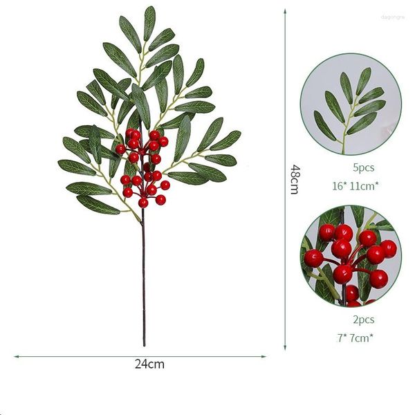 Flores decorativas Decoração de festa de férias de Natal Simulação Eucalipto Plástico Planta Falsa Vermelho Branco Frutas Florais Plantas Verdes