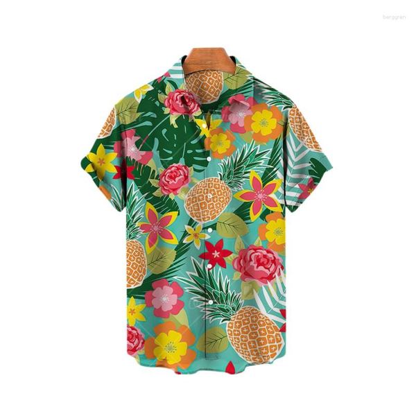 Camisas Masculinas Casuais Homem Grande Praia Camisa Havaiana Elegante Novidades Tendência Para Vender Padrão Abacaxi Roupas Masculinas Vintage Moda