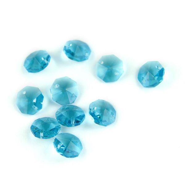 Aquamarine 14mm Octagon Beads Com 1 Buraco 2 Buracos Lâmpada de Iluminação de Cristal Peças Contas Componente de Fio Para Casamento Em Casa DIY278j