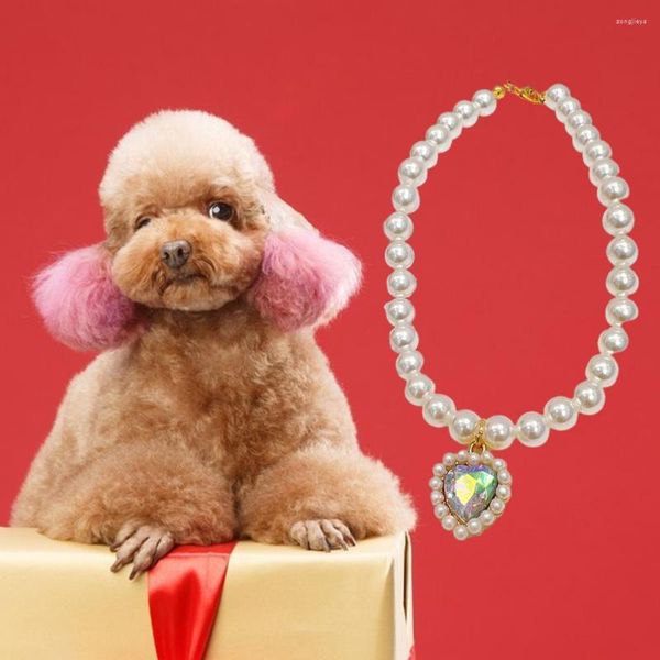 Hundehalsbänder, Haustier-Charm-Halskette, Liebesherz, gefälschter Kristall-Halsband, Katze, kleiner Welpe-Anhänger