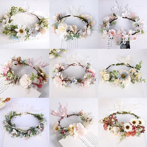 Haarspangen Künstlicher Blumenkranz Braut Frauen Kronenband Hochzeit Blumenstirnband Girlande Mädchen Weihnachtsaccessoires