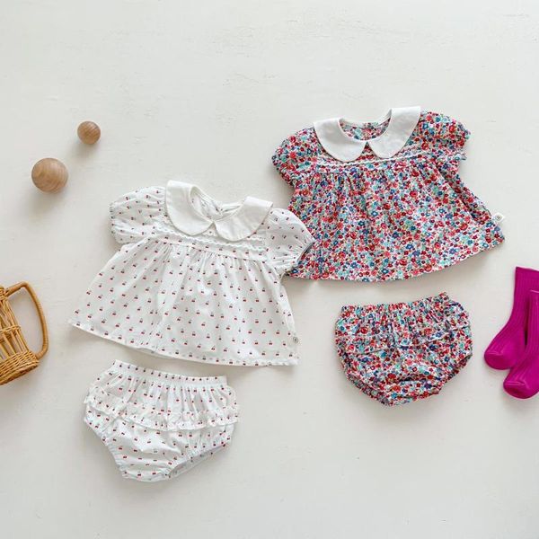 Kleidung Sets Baby 2023 Sommer Mädchen Dünne Floral Puppe Hemd Brot Shorts Zwei Stück Anzug Koreanische Nette Infant Kleinkind mädchen Outfits